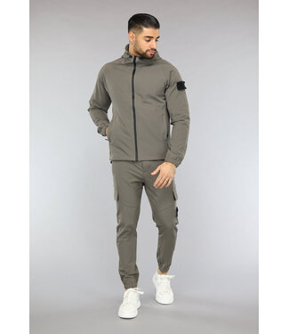 NEW2601 Taupe Tracksuit van een Winddichte Parachute Stof