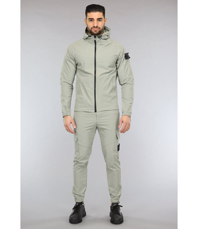 NEW2601 Zachtgroene Tracksuit van een Winddichte Parachute Stof