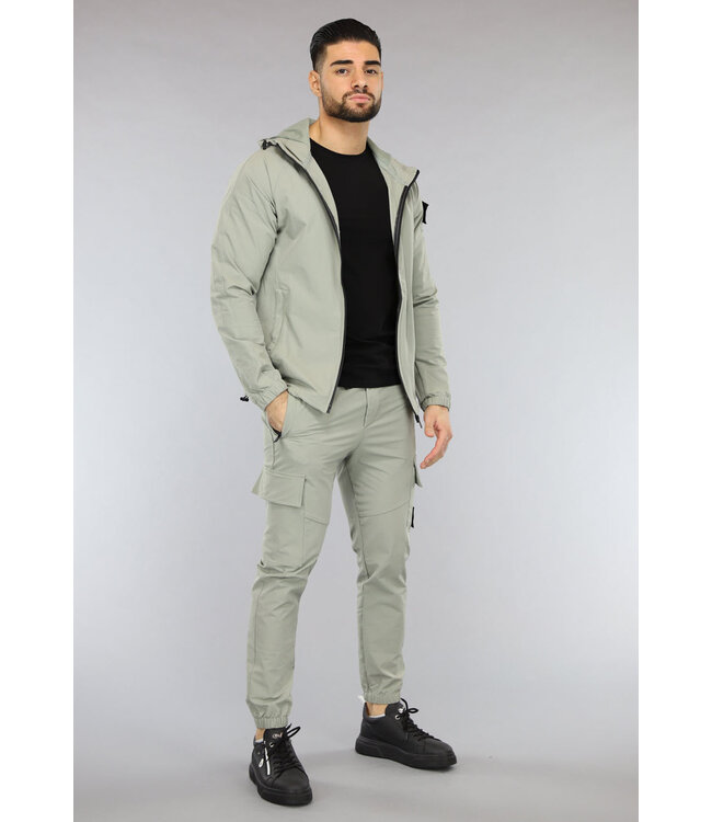 NEW2601 Zachtgroene Tracksuit van een Winddichte Parachute Stof