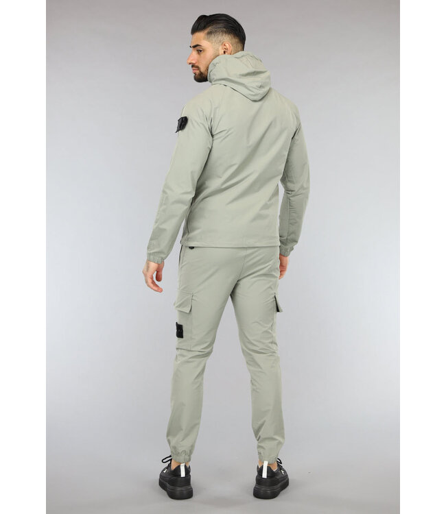 NEW2601 Zachtgroene Tracksuit van een Winddichte Parachute Stof