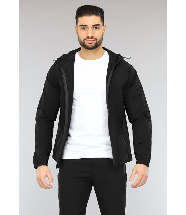 Casual Zwart Effen Heren Tracksuit van Winddichte Stof