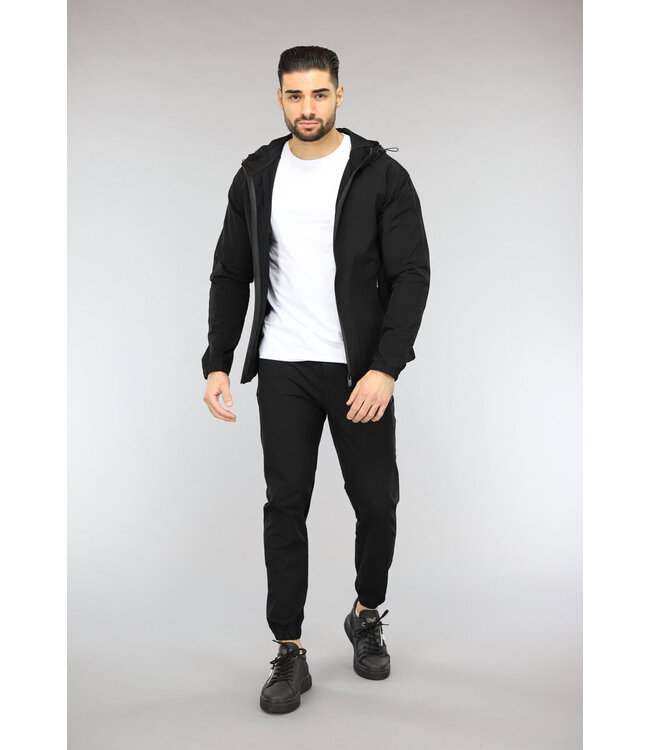 Casual Zwart Effen Heren Tracksuit van Winddichte Stof