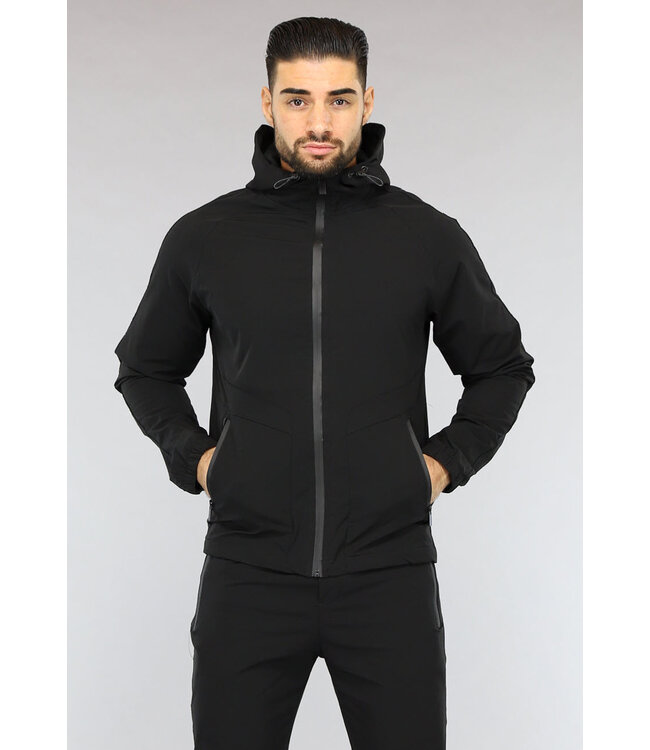 Casual Zwart Effen Heren Tracksuit van Winddichte Stof