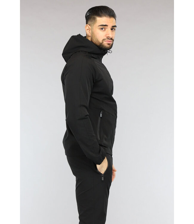 Casual Zwart Effen Heren Tracksuit van Winddichte Stof