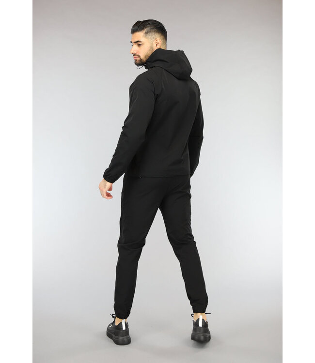 NEW2601 Casual Zwart Effen Heren Tracksuit van Winddichte Stof