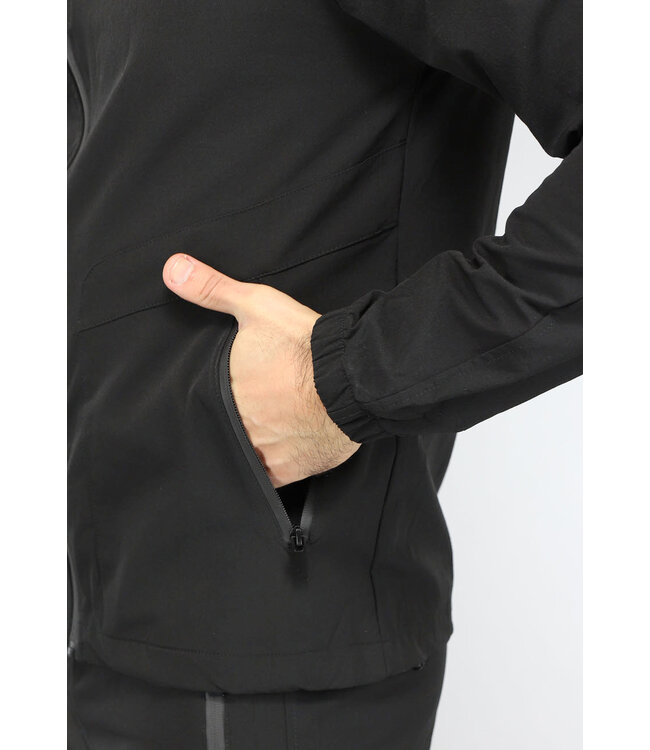 Casual Zwart Effen Heren Tracksuit van Winddichte Stof