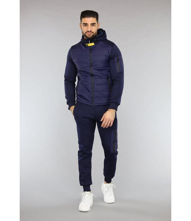 NEW2601 Navy Tracksuit met Gewatteerd Jasje