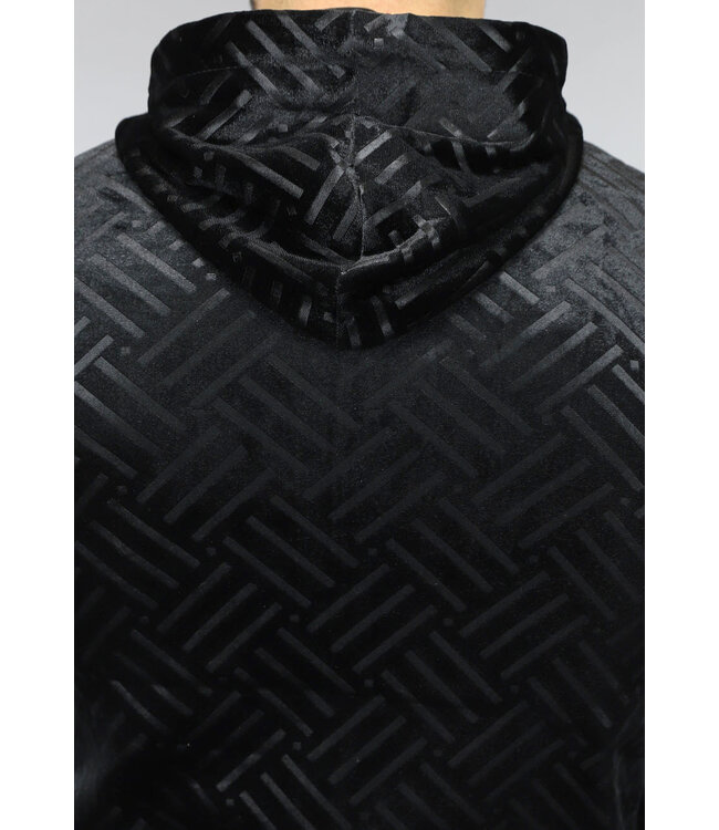 Zwart Velvet Joggingspak met Gestreepte Print