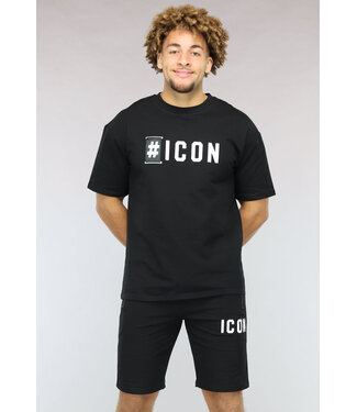 Zwarte Heren Zomer Set met Hashtag Details