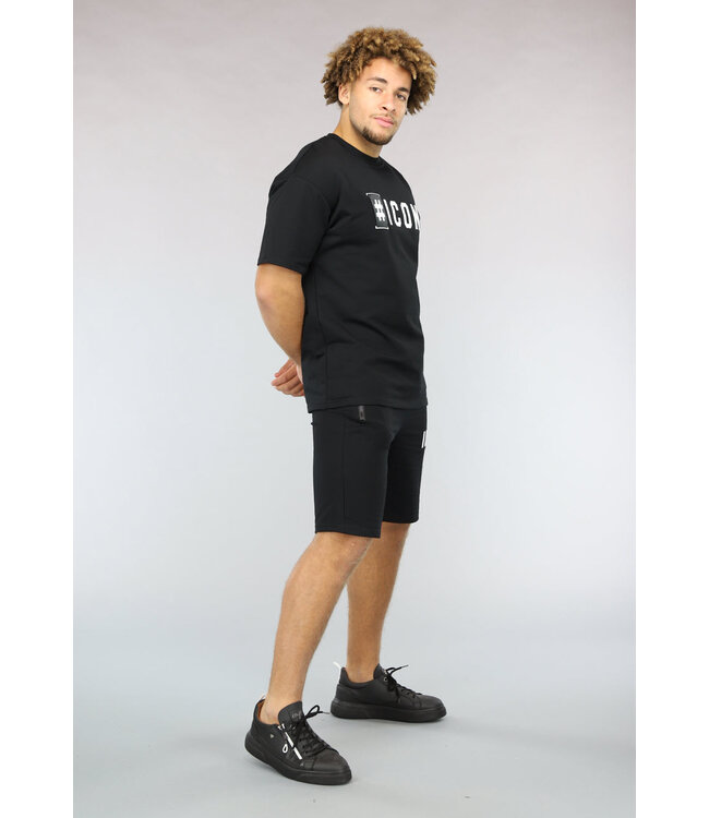 Zwarte Heren Zomer Set met Hashtag Details