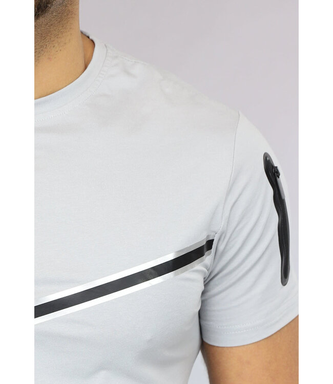 Lichtgrijs Heren V Detail Set met Korte Broek