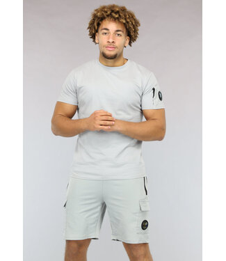 Lichtgrijze Casual Heren Short Set met Spiegeltje
