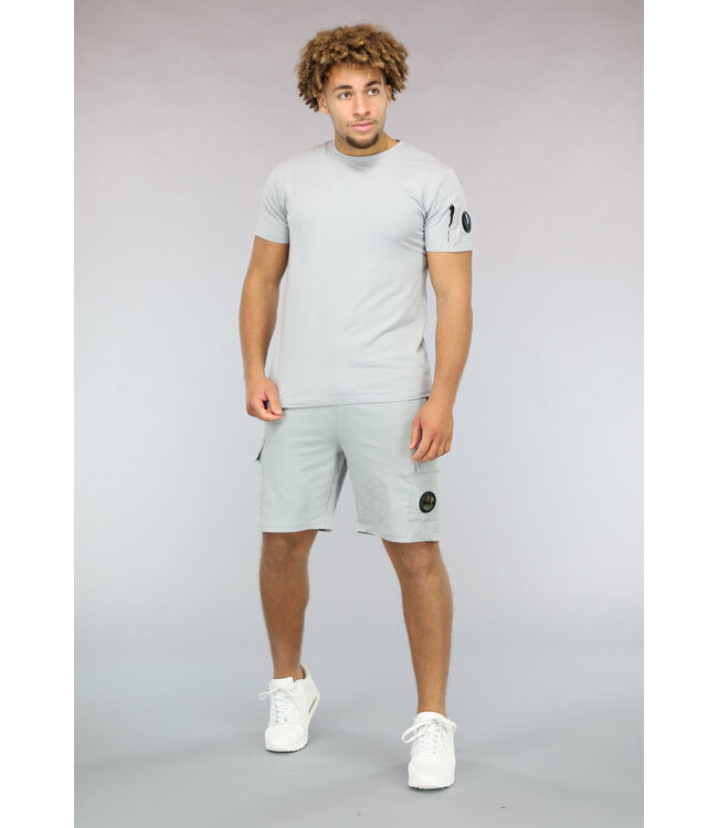 Lichtgrijze Casual Heren Short Set met Spiegeltje