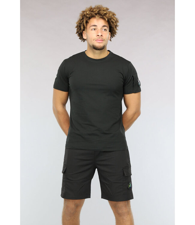 Zwarte Casual Heren Short Set met Spiegeltje