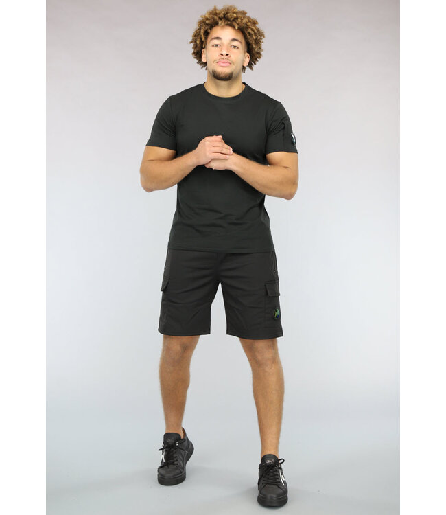 Zwarte Casual Heren Short Set met Spiegeltje
