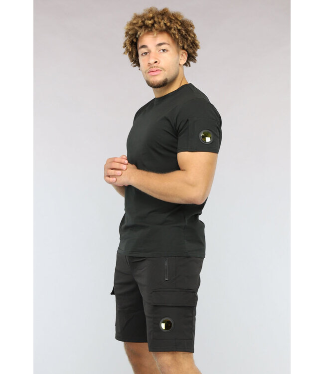 Zwarte Casual Heren Short Set met Spiegeltje