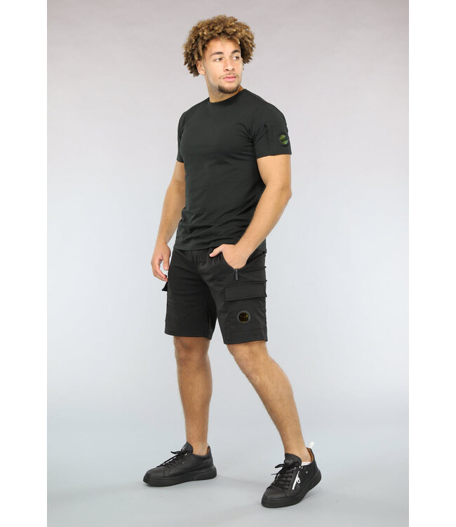 Zwarte Casual Heren Short Set met Spiegeltje