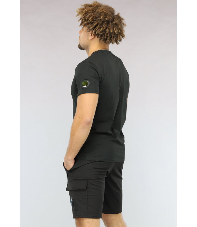 Zwarte Casual Heren Short Set met Spiegeltje