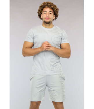 Casual Grijze Mannen Short Set met Opdruk