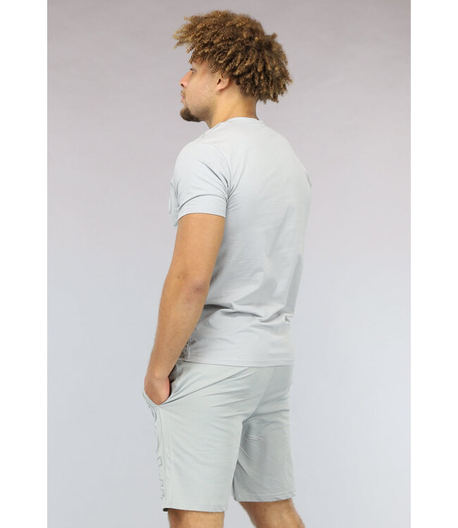 Casual Grijze Mannen Short Set met Opdruk