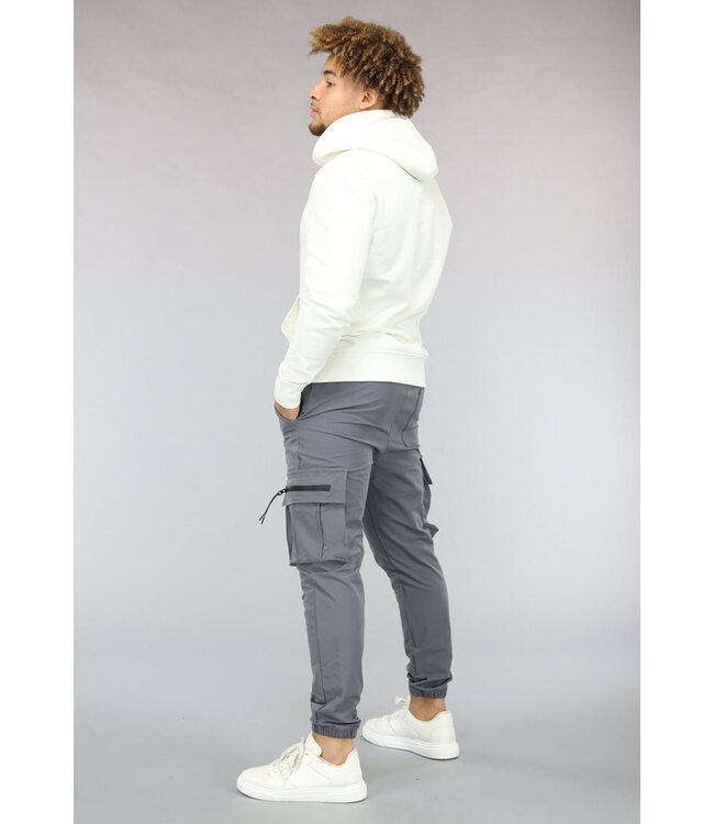Antraciet Utility Broek met Rits Detail