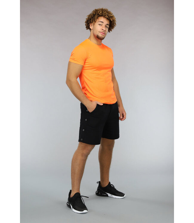 Neon Oranje Heren Sport T-shirt met Korte Mouwen