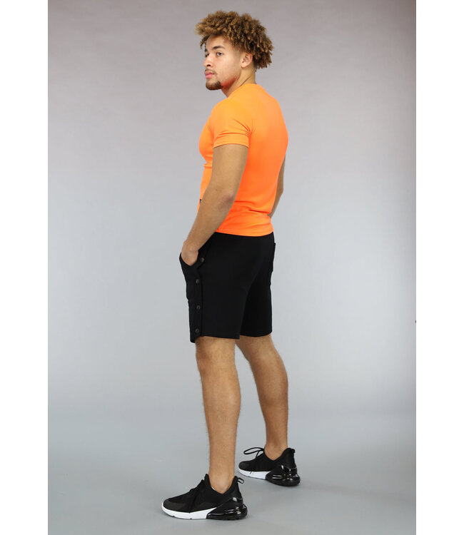 Neon Oranje Heren Sport T-shirt met Korte Mouwen
