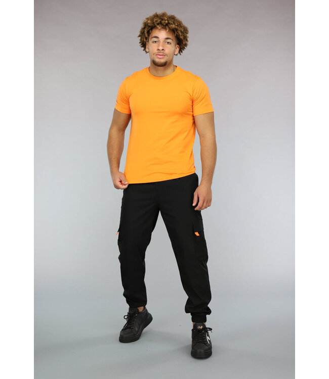 Strak Aansluitend Oranje Muscle Fit T-shirt voor Heren met Stretch
