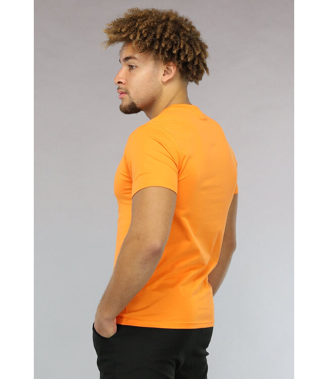 Strak Aansluitend Oranje Muscle Fit T-shirt voor Heren met Stretch