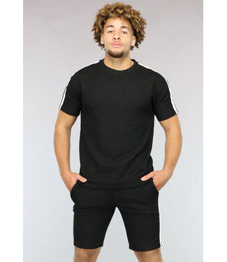 Elastische Reliëf Heren Short Set Zwart