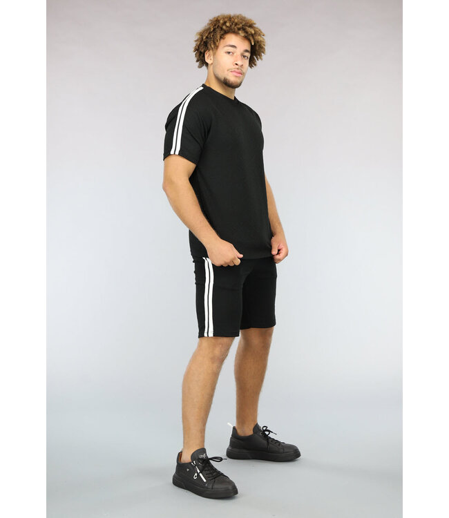 Elastische Reliëf Heren Short Set Zwart