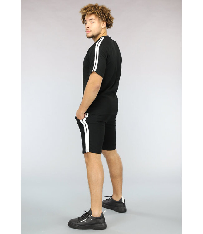 Elastische Reliëf Heren Short Set Zwart