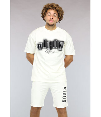 Crème Geborduurde Heren Short Set