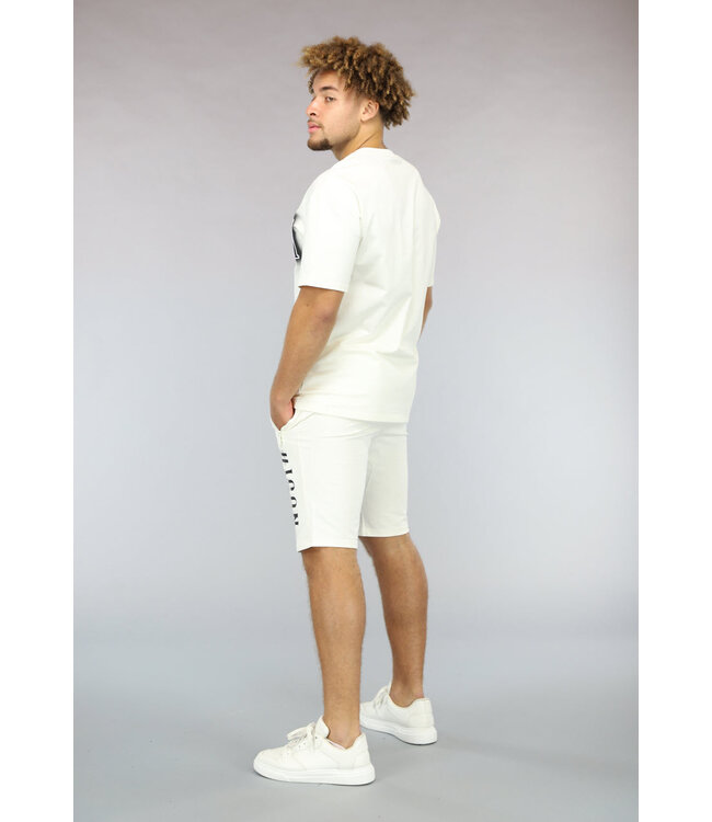 Crème Geborduurde Heren Short Set