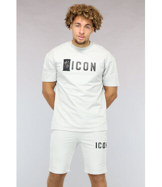 Lichtgrijze Heren Zomer Set met Hashtag Details