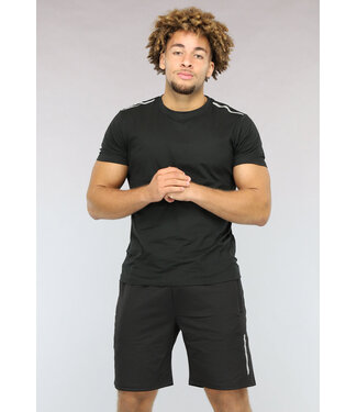 Zwarte Tweedelige Korte Mouwen Set