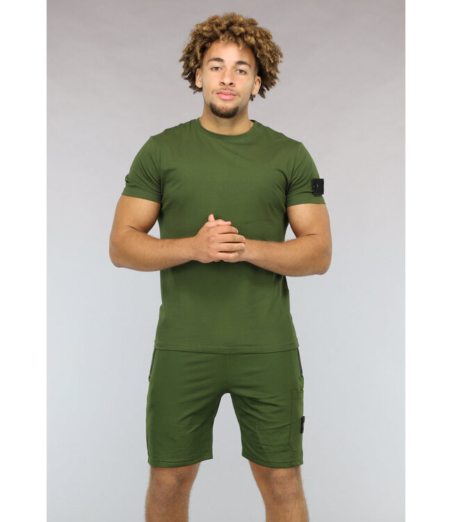 Khaki Heren Short Set met Tags