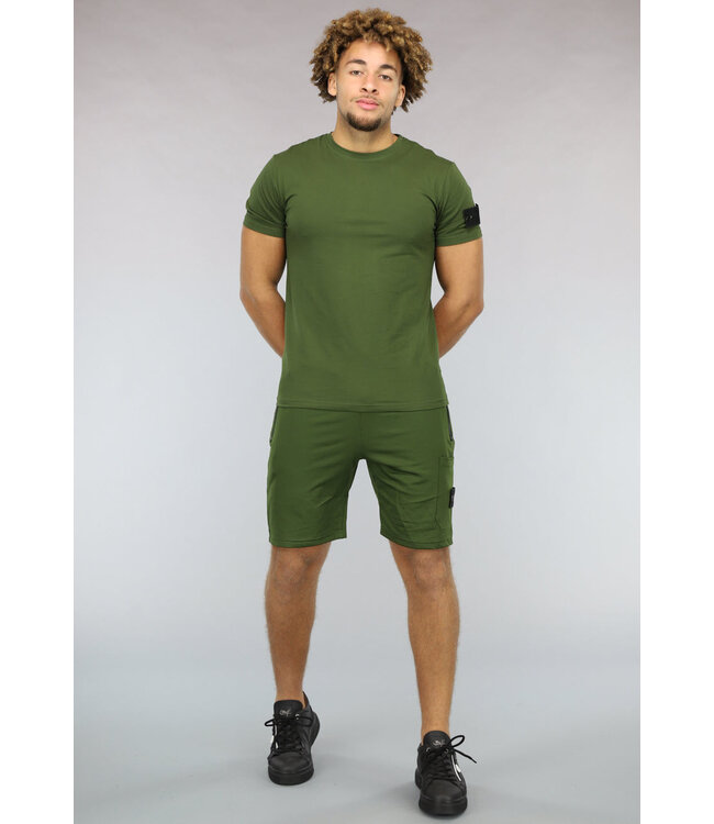 Khaki Heren Short Set met Tags