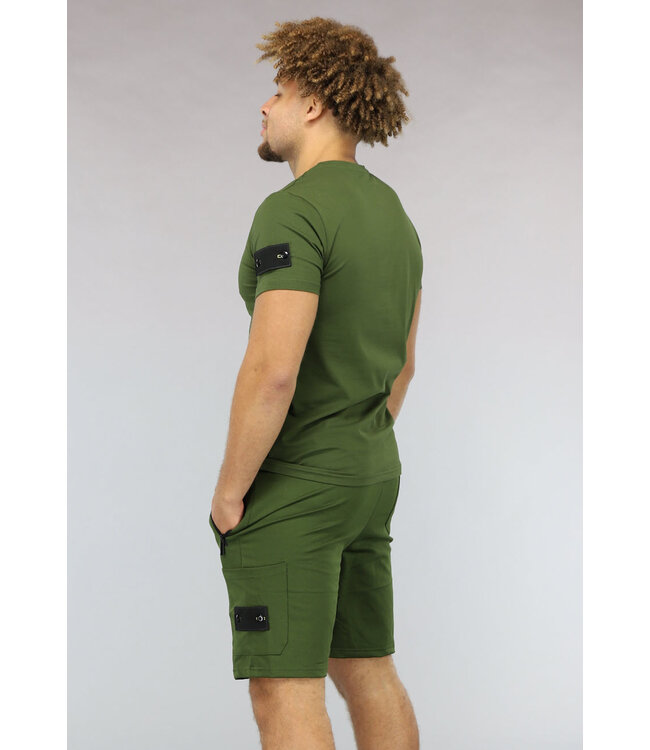 Khaki Heren Short Set met Tags