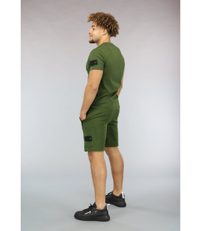 Khaki Heren Short Set met Tags