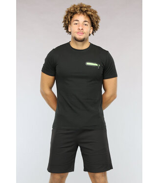 Zwarte Mannen Two Piece met Groene Details