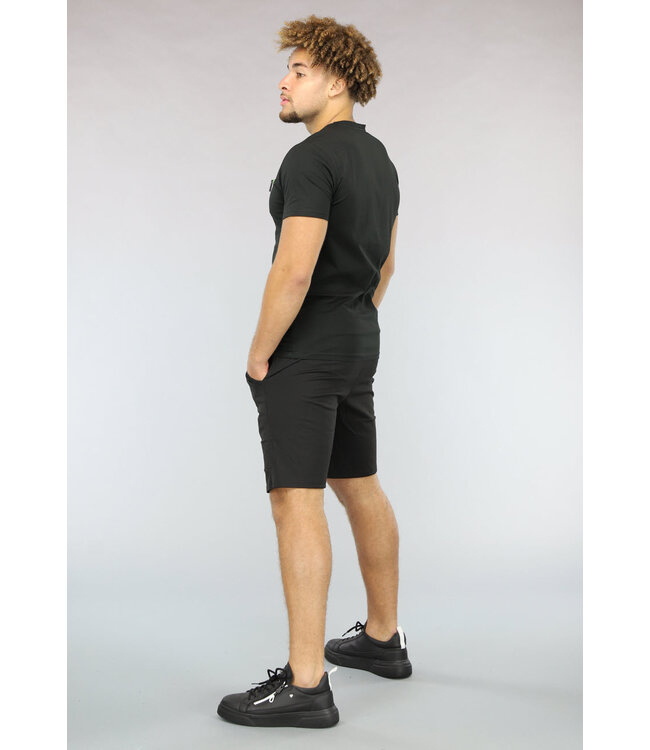 Zwarte Mannen Two Piece met Groene Details