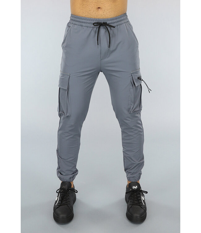Antraciet Utility Broek met Rits Detail