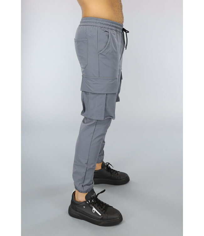 Antraciet Utility Broek met Rits Detail
