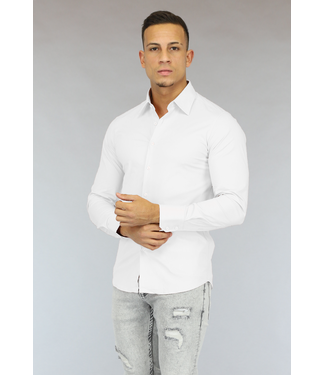 Wit Casual Slim Fit  Heren Overhemd