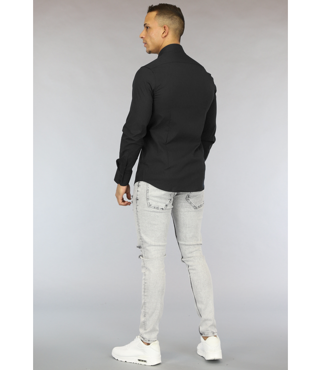 Zwart Casual Slim Fit  Heren Overhemd
