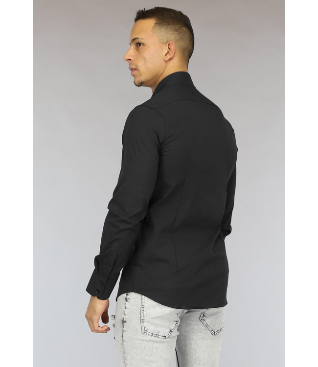 Zwart Casual Slim Fit  Heren Overhemd