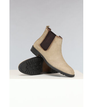 Beige Suèdelook Chelsea Boots met Zwarte Zool