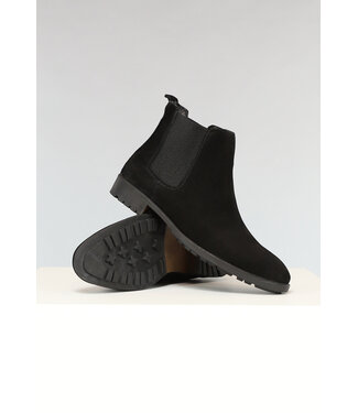Zwarte Suèdelook Chelsea Boots met Zwarte Zool
