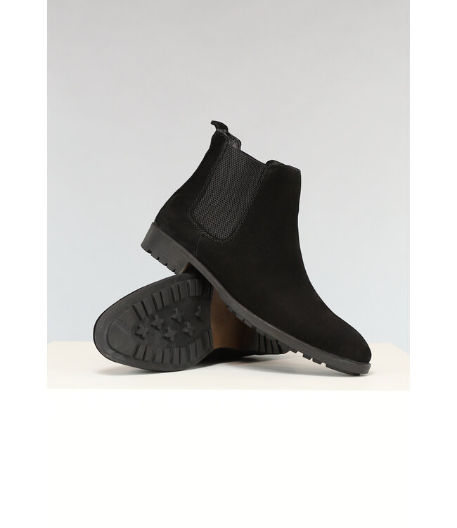 Zwarte Suèdelook Chelsea Boots met Zwarte Zool